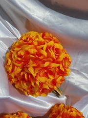 21 Pc Orange, Yellow, Black Wedding Bouquet Package, Bouquet Set w/ Dried Stems