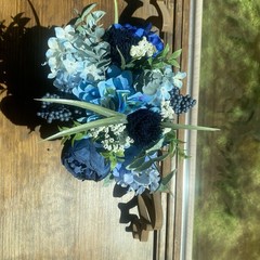 Bridal Wedding Bouquet Beautiful Budget Handmade Faux Flowers White Blue Green