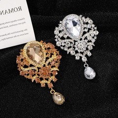 1Pcs Wedding Bridal Bouquet Clear Crystal Rhinestone Teardrop Dangle Brooch Pin