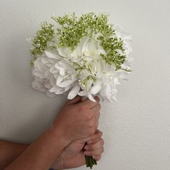 SET OF 3 Assorted Flower White Sola Bridal Wedding Bouquet with corsages