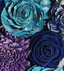 Royal Blue Purple Turquoise Vintage Sola Wood Bridal Wedding Bouquet Accessories