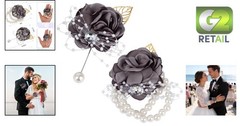 Light Gray 2-Pack Wrist Corsage & Boutonniere Set – Elegant Wedding Accessories