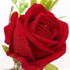 2Pcs Red Simulated Flower Boutonniere for Wedding Party Bride and Groom