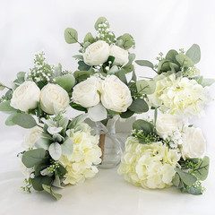 Set of 6 Ivory White Bridesmaid Bouquets – Artificial Floral Centerpieces
