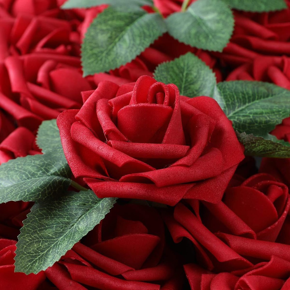 US 25/50pcs Artificial Flower Lifelike Foam Roses Home Party Decor DIY Bouquet