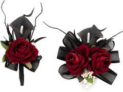 Black Burgundy Calla Lily Corsage and Boutonniere Set for Weddings and Proms