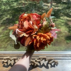 Beautiful Bridal Wedding Bouquet Budget Handmade Faux Flowers Orange Red Yellow