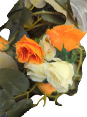 3 Silk – 5 ft Artificial Peach n White Rose Vine Flowers NEW