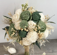Wood Flower Bridal Bouquet