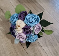 Lavender Blue Bridal Bouquet Purple Sola Wood Bridesmaid Custom Wedding Flowers