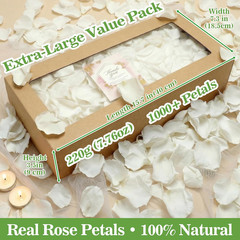 1000+ PCS Real White Rose Petals, 7.76Oz (220G) Preserved White Flower Petal for
