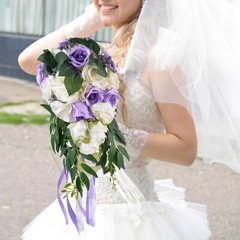 Wedding Bridal Bouquet Artificial Rose Flowers with Ribbons Waterfall Flowers…