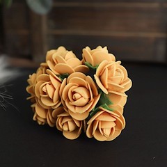 48 GOLD Mini Roses 4″ Foam ARTIFICIAL FLOWERS Stems Party Wedding DIY Supplies