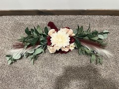 burgundy and cream mixed greenery florals Wedding swag pampas grass 35“ long