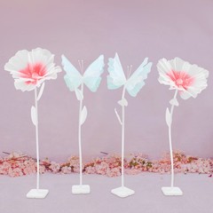 Artificial Giant Flowers+butterflys Stands Decoration For Wedding Birthday Party