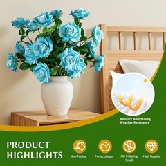 Artificial Flowers 23.2In Artificial Roses 20PCS Fake Roses Spring Blue 20pcs