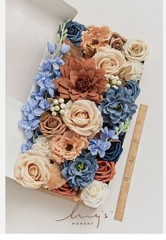 Ling’s Moment Burnt Orange Navy Artificial Flowers Greenery Combo Deluxe Set