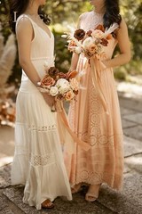 Ling’s Moment Boho Bridesmaid Bouquet Set of 4, Rust and Sepia Wedding Bouque…