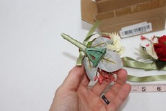Boho Rustic Wrist Corsage & Boutonniere Red White Green Wedding Prom Roses Pin