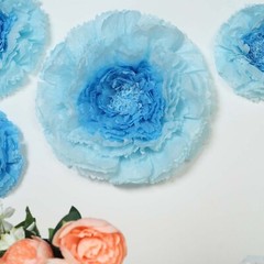 24 pack 12″ 16″ 20″ Aqua Blue Tissue Paper Carnation Flowers Party Home Backdrop