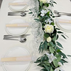 24pcs White Imitated Silk Hand Fan Set Bamboo Folded Fans for Weddings Parties