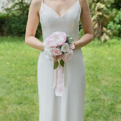 ponatia Blush Pink Wedding Bouquets for Bride Bridesmaid, Ivory Artificial Ro…