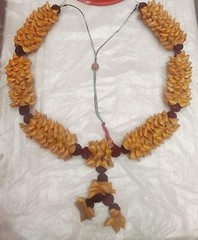 Sandalwood Haar Chandan Mala 3 Bunch in one Side Garland with Rudraksha Beads