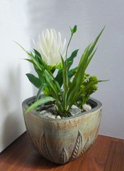 Set of 3 Artificial Plants Flower And Grasses