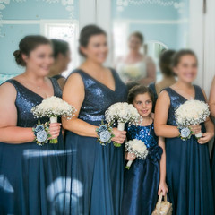 Set of 6 Dusty Blue Flowers Wrist Corsage for Wedding, Artificial Flower Wrist C