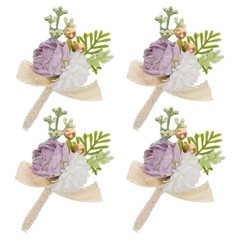 4 Pcs Pocket Boutonniere Bridesmaids Accessories Bridegroom Brooches