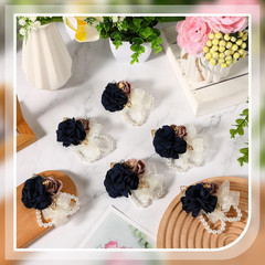 6 Pcs Blue Rose Corsage Set Bridal Corsage Wrist Band Bracelet Hand Flower Weddi