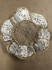 Burlap/Lace Rose w/Pearl (4″)Weddings Occasions Decoration*