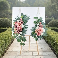 2 Pieces Nuptial Welcome Sign Ornamental Swag Reusable Eucalyptus Flower Swag