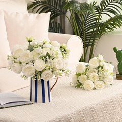 2 Packs Peonies Artificial Flowers, White Artificial Peonies, Centerpiece Table