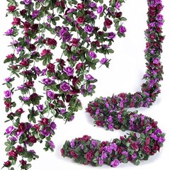 8 Pcs x 8.2 ft Flower Garland Artificial Rose Vine Flowers with Green Leaves