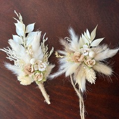 Dried Flower Boutonniere & Corsage Set Wedding Groom & Bride