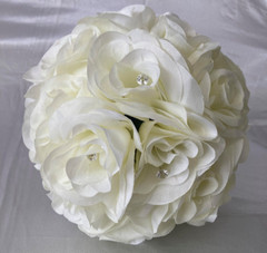 Ivory Wedding Bouquet Set with Diamonds, 2 Piece Wedding Flower Package