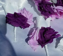 20 Pc Wedding Bouquet Set, Purple Roses, Lavender Roses, White Roses