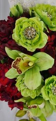 Wine and Green Teardrop Faux Silk Wedding Bouquet