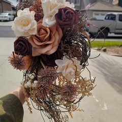 Rustic Boho Cascading Artificial Flower Bridal Bouquet / Lings Moments / wedding