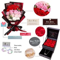 EIGHTOWN Roses Bouquet Artificial Flower – Preserved Red ZJ2209, Pink and