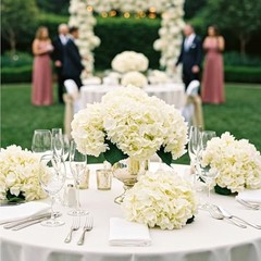 Hydrangea Artificial Flowers Silk Hydrangea Heads with Stems 46 PCS Champagne