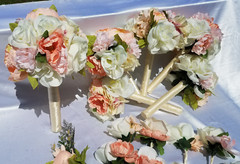 Wedding bouquet- set peach blush Ivory flowers 20 pieces