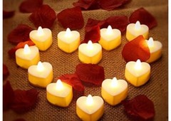 70 Packs Heart Shape Tealights With 2000+ Pieces Silk Rose Fake Petals