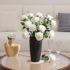 50pcs Roses Artificial Flowers Bulk,Realistic Long Stem Fake Silk Off White-50