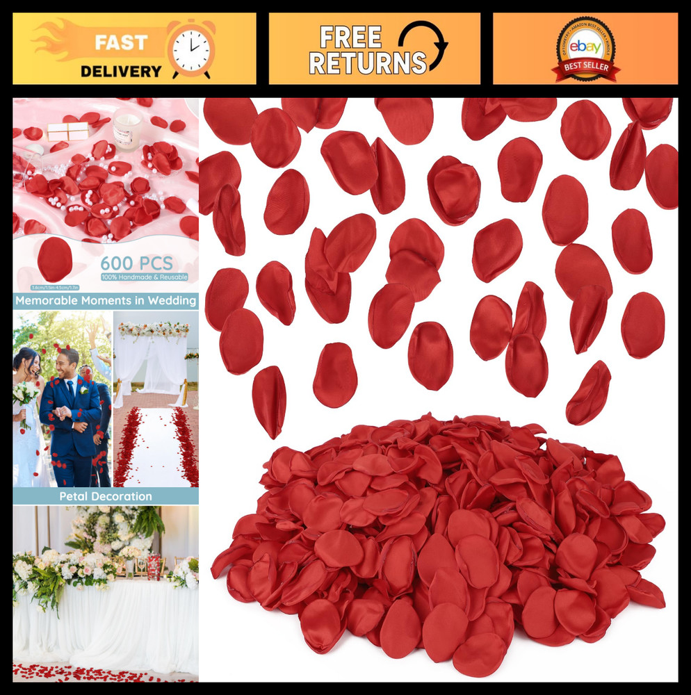 600 Pcs Realistic Red Rose Petals for Wedding Decor, Centerpieces, Aisle & Flowe
