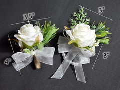 Black Rose Wrist Corsage and Boutonniere Set for Weddings and Prom Events