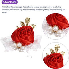 Wrist Corsage Artificial Flower Bracelets Pack of 1 Rose Wrist Bride Groom Decor