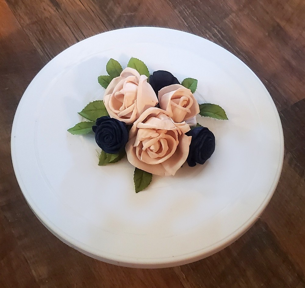 Blush Pink Navy Blue Wedding Cake Flower Topper Reusable Sola Wood Rose Decor