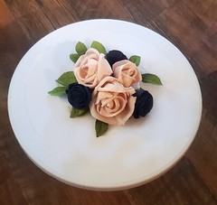 Blush Pink Navy Blue Wedding Cake Flower Topper Reusable Sola Wood Rose Decor